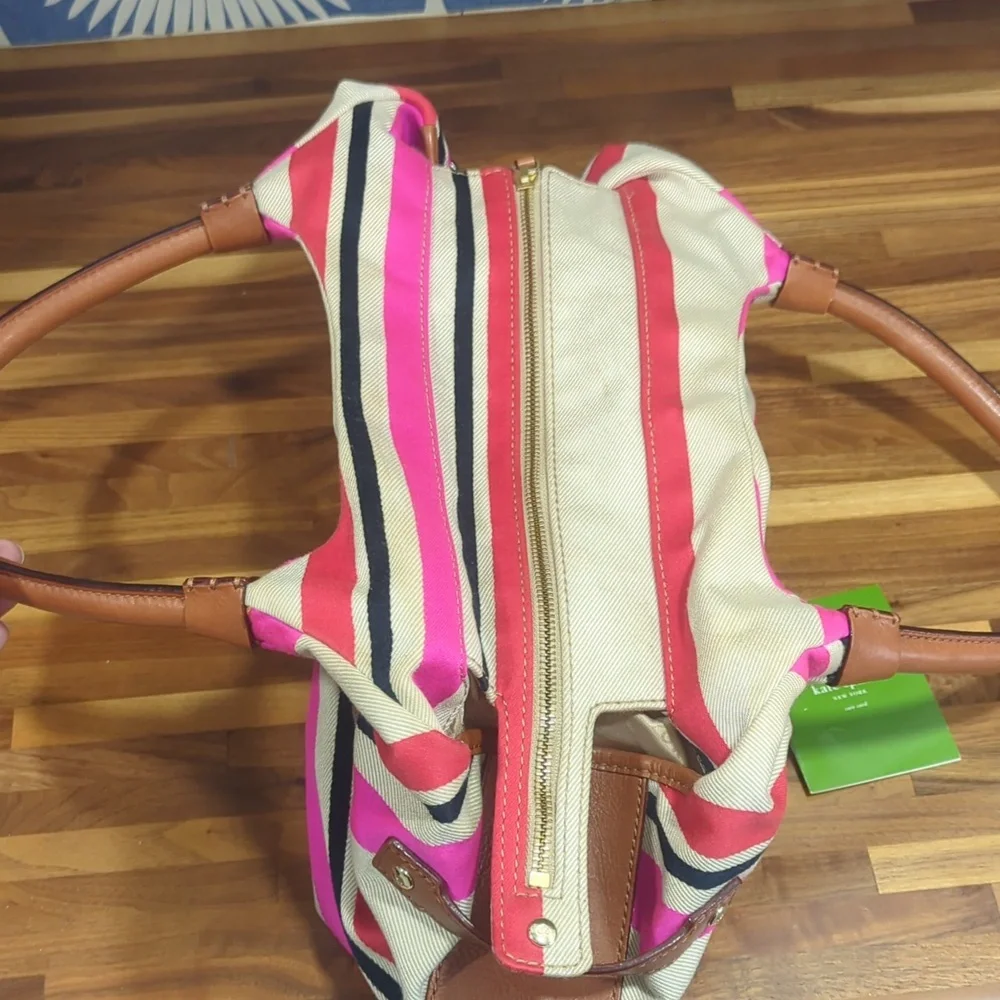 Kate Spade Stevie Oak Island Large Canvas Striped Bag